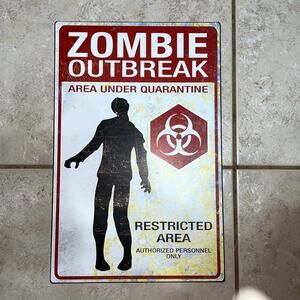 ZOMBIE OUTBREAK RESTRICTED AREA QUARANTINE SIGN HALLOWEEN PROP DECORATIONNEW